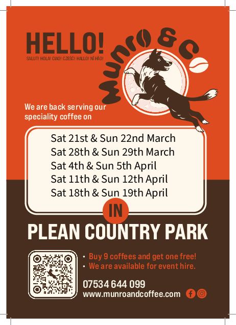 Poster showing when the Coffee Van will be in the Park