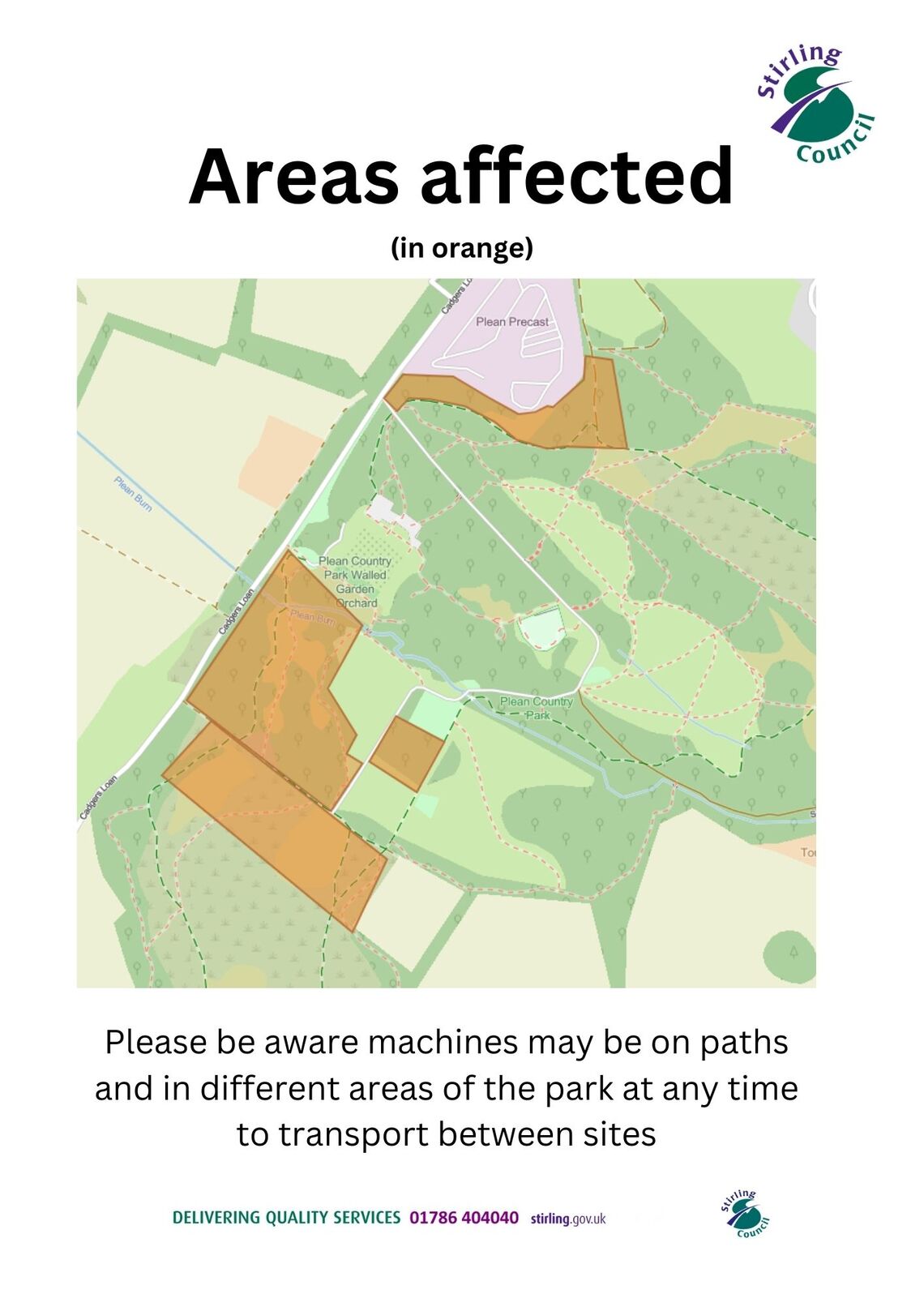 Map showing area being cleared of  rhododendron ponticum March 2024
