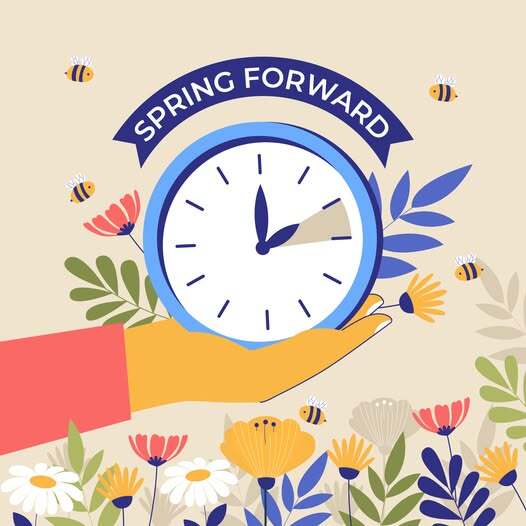 Spring Forward graphic denoting Spring time change 
